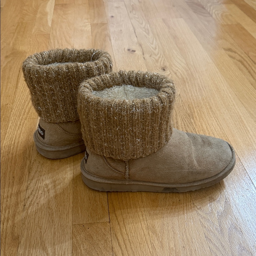 Lamo Tan Knit Cuff Boots
